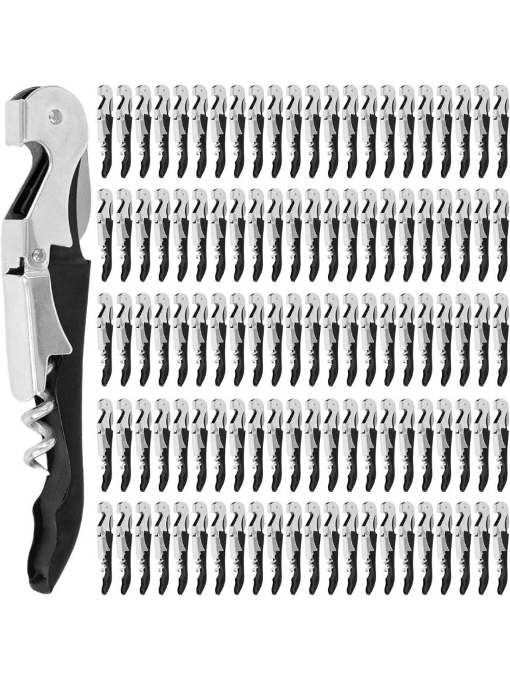 110 Pack Heavy Duty Double Hinged Wine Openers - All-in-One Corkscrew Tools for